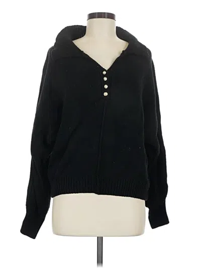 Pre-owned Unbranded Long Sleeve Henley Shirt In Black