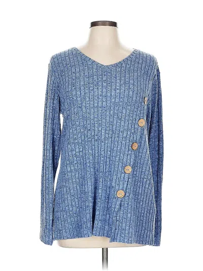 Pre-owned Unbranded Long Sleeve Henley Shirt In Blue