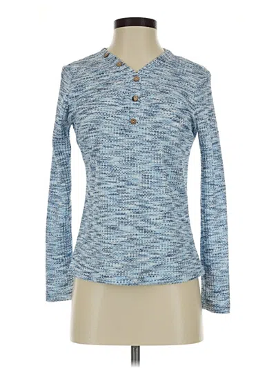 Pre-owned Unbranded Long Sleeve Henley Shirt In Blue