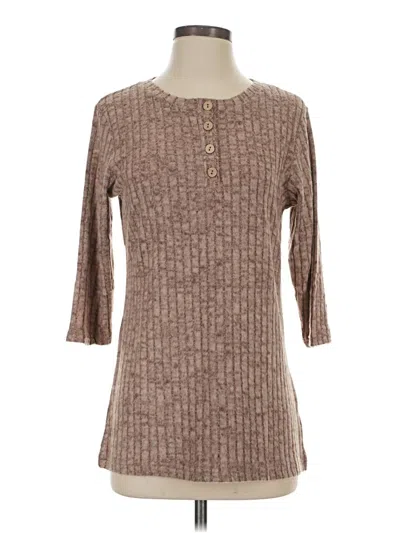 Pre-owned Unbranded Long Sleeve Henley Shirt In Brown