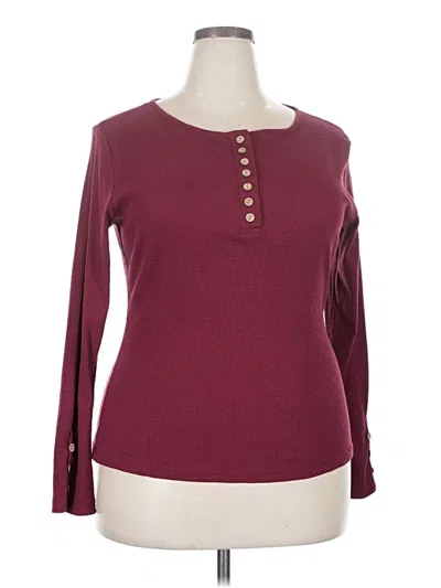 Pre-owned Unbranded Long Sleeve Henley Shirt In Burgundy
