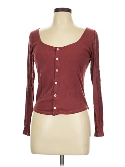 Pre-owned Unbranded Long Sleeve Henley Shirt In Burgundy