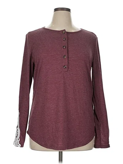 Pre-owned Unbranded Long Sleeve Henley Shirt In Burgundy