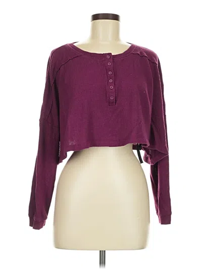 Pre-owned Unbranded Long Sleeve Henley Shirt In Burgundy