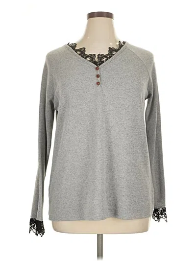 Pre-owned Unbranded Long Sleeve Henley Shirt In Gray