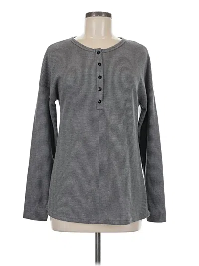 Pre-owned Unbranded Long Sleeve Henley Shirt In Gray