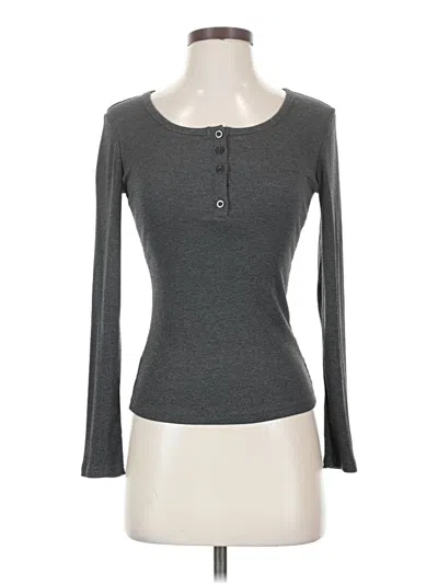 Pre-owned Unbranded Long Sleeve Henley Shirt In Gray