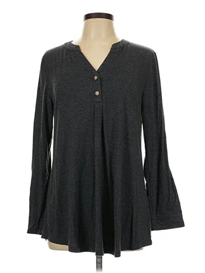 Pre-owned Unbranded Long Sleeve Henley Shirt In Gray