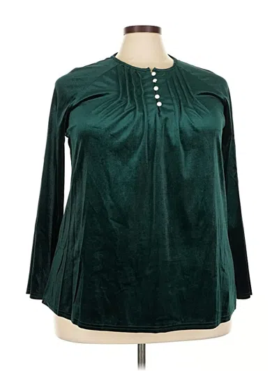 Pre-owned Unbranded Long Sleeve Henley Shirt In Green