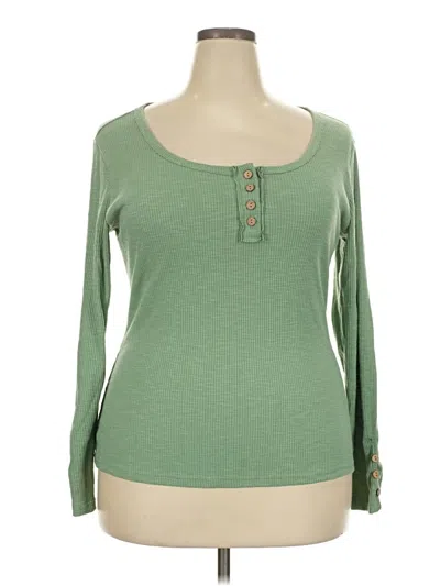 Pre-owned Unbranded Long Sleeve Henley Shirt In Green