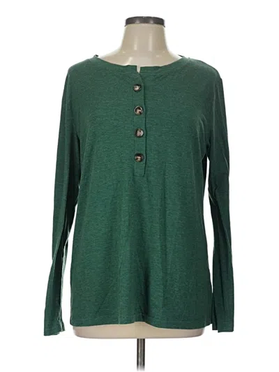 Pre-owned Unbranded Long Sleeve Henley Shirt In Green
