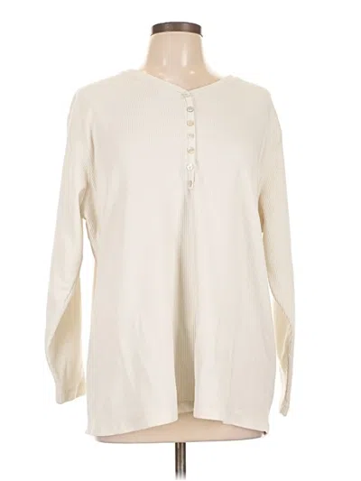 Pre-owned Unbranded Long Sleeve Henley Shirt In Ivory