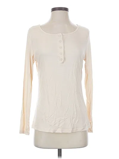 Pre-owned Unbranded Long Sleeve Henley Shirt In Ivory