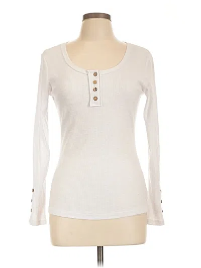 Pre-owned Unbranded Long Sleeve Henley Shirt In Ivory
