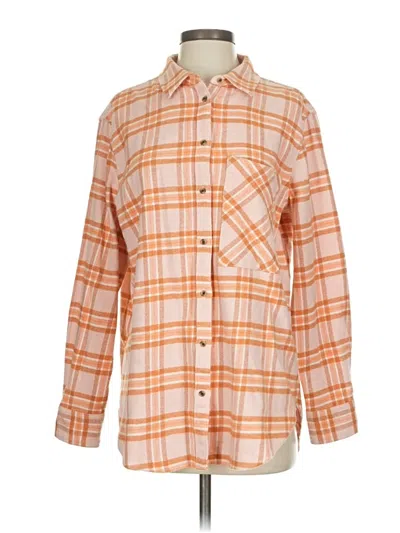 Pre-owned Unbranded Long Sleeve Henley Shirt In Orange