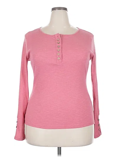 Pre-owned Unbranded Long Sleeve Henley Shirt In Pink