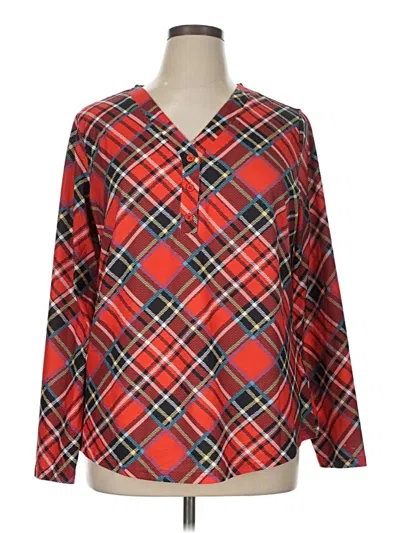 Pre-owned Unbranded Long Sleeve Henley Shirt In Red