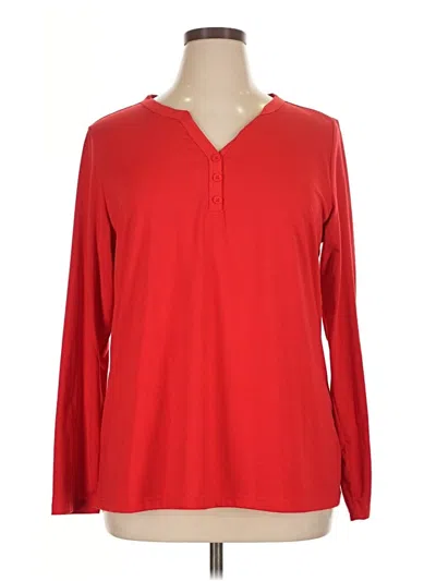 Pre-owned Unbranded Long Sleeve Henley Shirt In Red