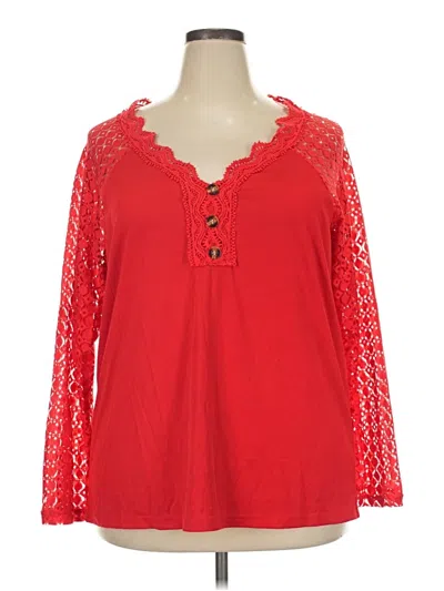 Pre-owned Unbranded Long Sleeve Henley Shirt In Red