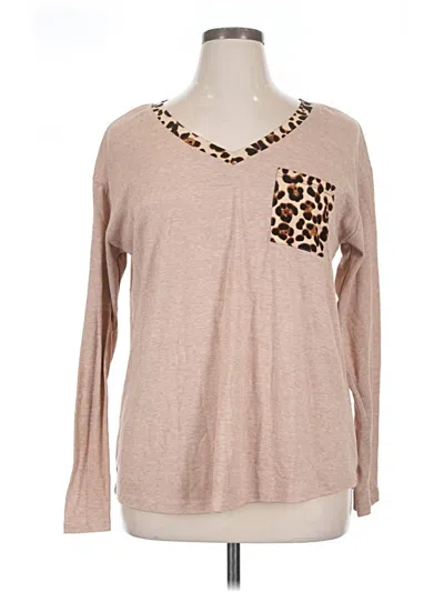 Pre-owned Unbranded Long Sleeve Henley Shirt In Tan