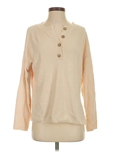 Pre-owned Unbranded Long Sleeve Henley Shirt In Tan