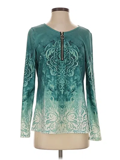 Pre-owned Unbranded Long Sleeve Henley Shirt In Teal