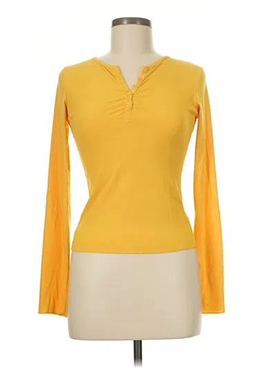 Pre-owned Unbranded Long Sleeve Henley Shirt In Yellow