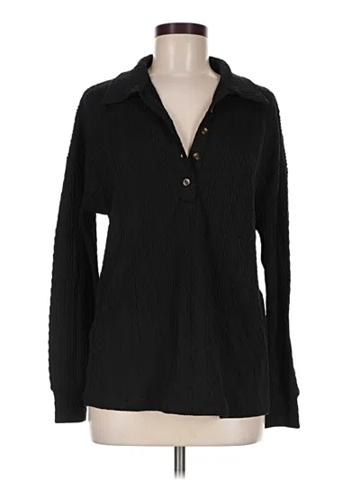 Pre-owned Unbranded Long Sleeve Polo Shirt In Black