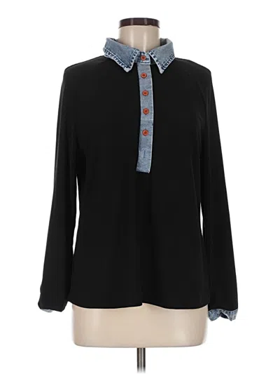 Pre-owned Unbranded Long Sleeve Polo Shirt In Black