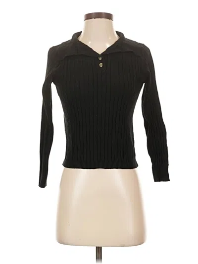 Pre-owned Unbranded Long Sleeve Polo Shirt In Black