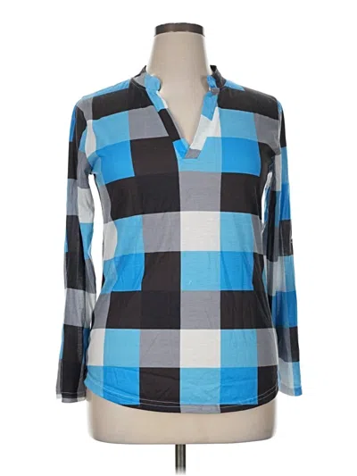 Pre-owned Unbranded Long Sleeve Polo Shirt In Blue