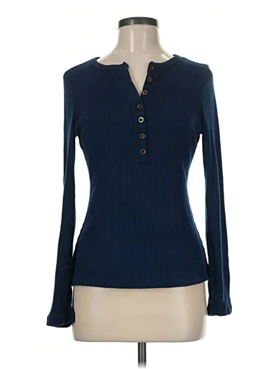 Pre-owned Unbranded Long Sleeve Polo Shirt In Blue