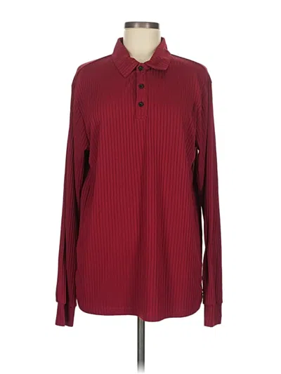 Pre-owned Unbranded Long Sleeve Polo Shirt In Burgundy