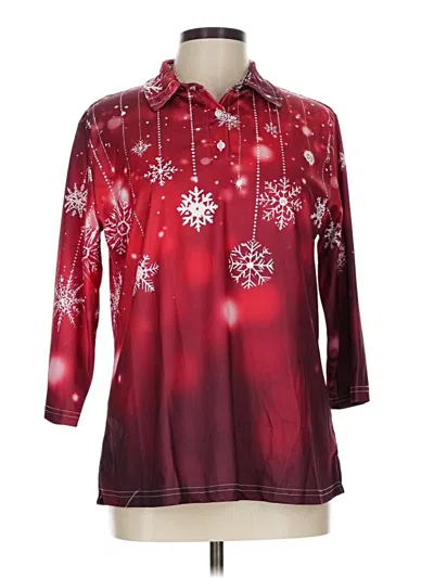 Pre-owned Unbranded Long Sleeve Polo Shirt In Burgundy