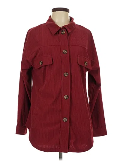 Pre-owned Unbranded Long Sleeve Polo Shirt In Burgundy