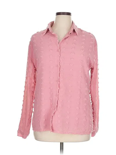 Pre-owned Unbranded Long Sleeve Polo Shirt In Pink