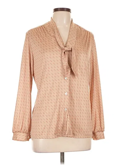 Pre-owned Unbranded Long Sleeve Polo Shirt In Tan
