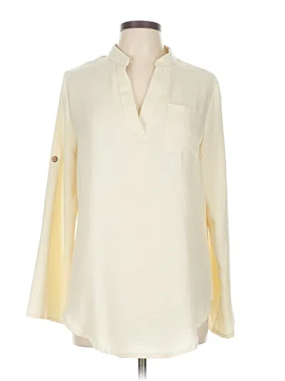 Pre-owned Unbranded Long Sleeve Polo Shirt In White