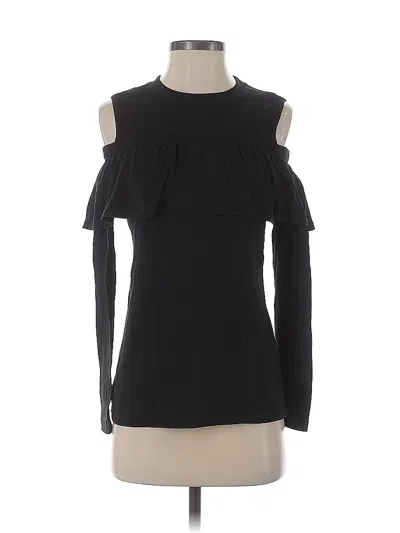 Pre-owned Unbranded Long Sleeve Top Black Cold Shoulder Neckline Tops