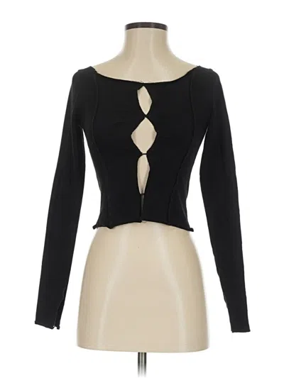 Pre-owned Unbranded Long Sleeve Top Black Keyhole Neckline Tops