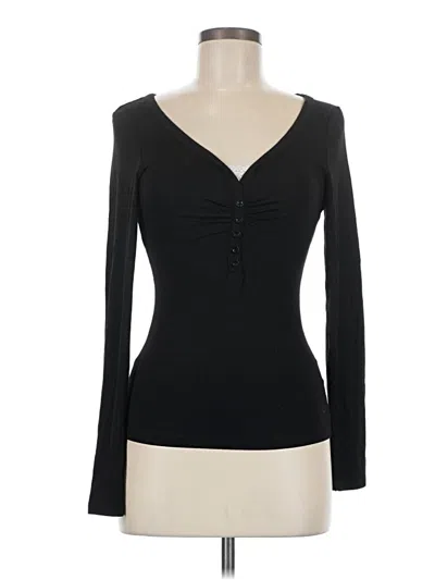 Pre-owned Unbranded Long Sleeve Top Black Sweetheart Neckline Tops