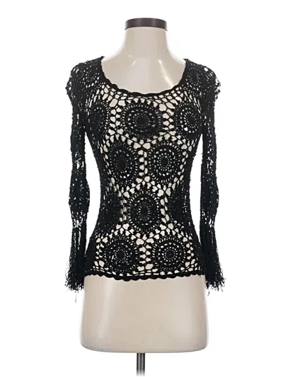 Pre-owned Unbranded Long Sleeve Top Black Sweetheart Neckline Tops