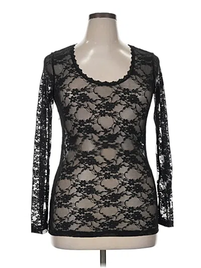 Pre-owned Unbranded Long Sleeve Top Black Sweetheart Neckline Tops