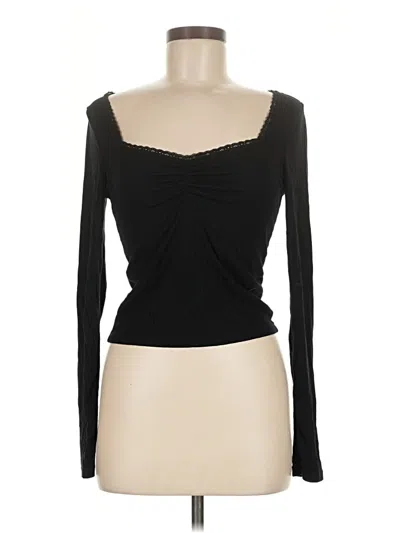 Pre-owned Unbranded Long Sleeve Top Black Sweetheart Neckline Tops
