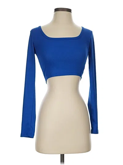 Pre-owned Unbranded Long Sleeve Top Blue Boatneck Tops