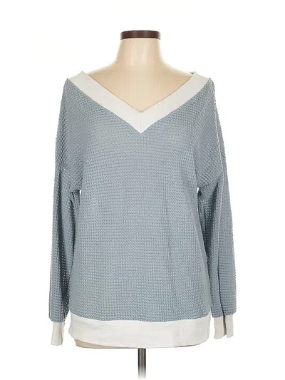 Pre-owned Unbranded Long Sleeve Top Blue V-neck Tops