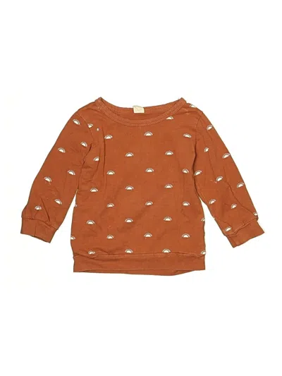 Pre-owned Unbranded Kids' Long Sleeve Top Brown Crew Neck Tops