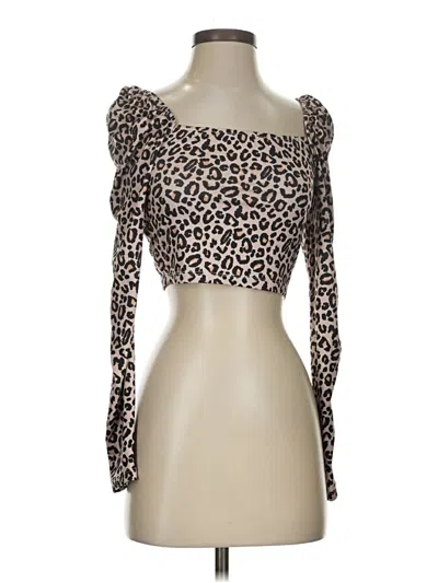 Pre-owned Unbranded Long Sleeve Top Brown Sweetheart Neckline Tops