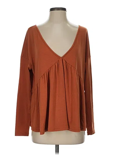 Pre-owned Unbranded Long Sleeve Top Brown Sweetheart Neckline Tops