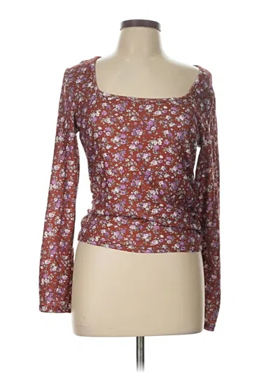 Pre-owned Unbranded Long Sleeve Top Burgundy Sweetheart Neckline Tops